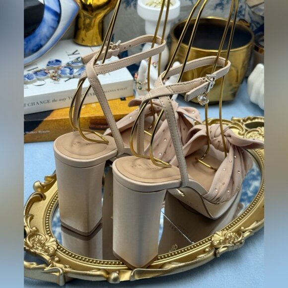 🆕 TED BAKER 🧿 NWOT MADDY Pink Crystal Embellished Bow Platform Sandals, Sz 7 - Picture 9 of 15